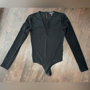 Intermix body suit mesh v - neck and sleeves size P